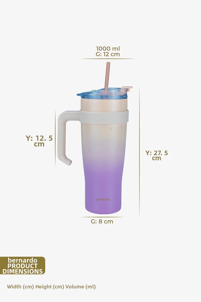Bernardo Alto Thermos Cup with Straw Pink 1000ml (Made in Turkey) - Image 2